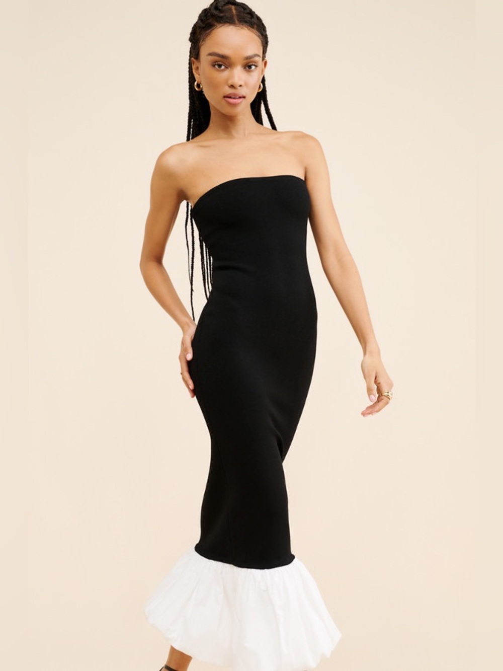 Ronny Kobo Strapless Uttara Dress - Black & White